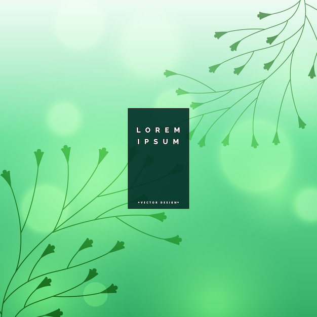 Beautiful bokeh background with floral leaves design Free Vector