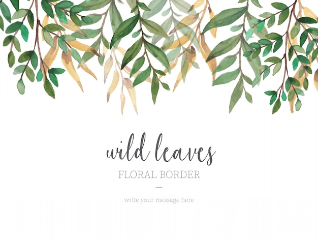 Free Vector | Beautiful border with wild leaves