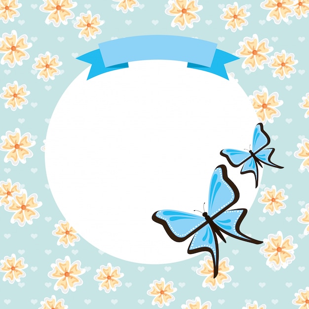 Download Beautiful butterfly frame | Free Vector