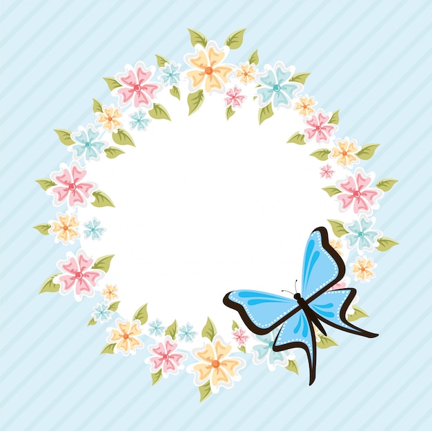 Download Beautiful butterfly frame | Free Vector