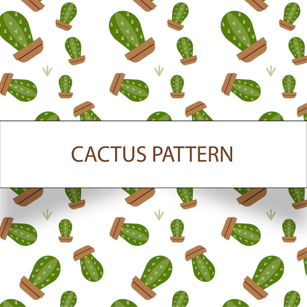 Beautiful cactus pattern on white background Free Vector