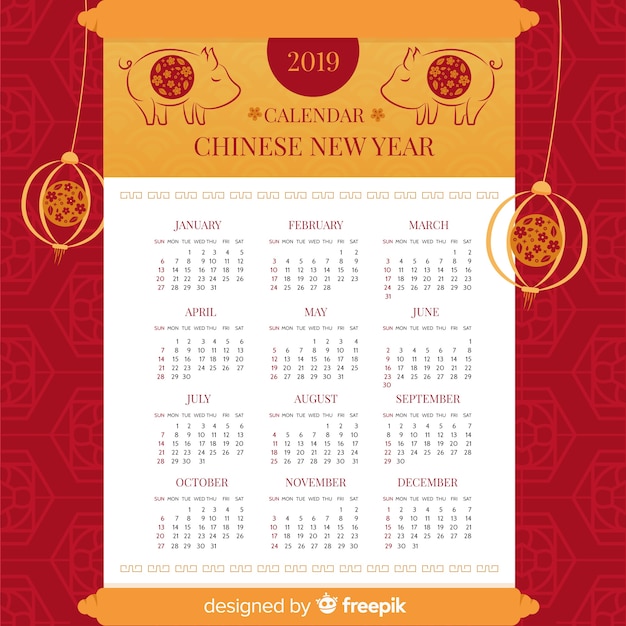 Free Vector | Beautiful chinese new year calendar