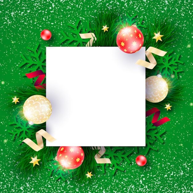 Beautiful christmas frame with green background Vector | Free Download