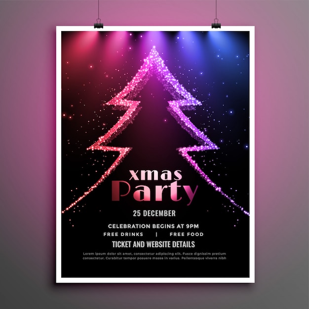 Free Vector | Beautiful christmas party dark flyer lights template