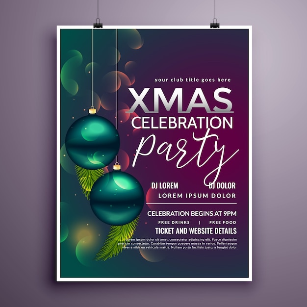 Premium Vector | Beautiful christmas party flyer desgin template