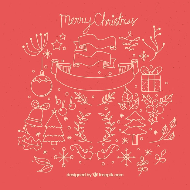 Free Vector Beautiful christmas sketches