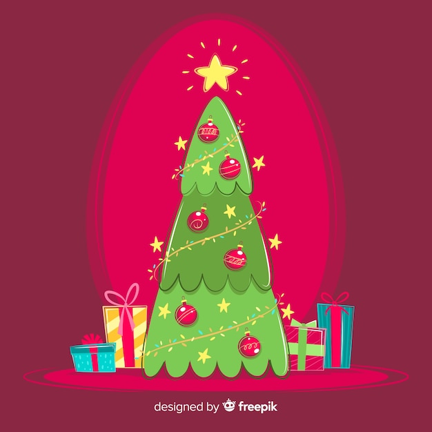 Download Beautiful Christmas Tree Illustration Free Vector PSD Mockup Templates