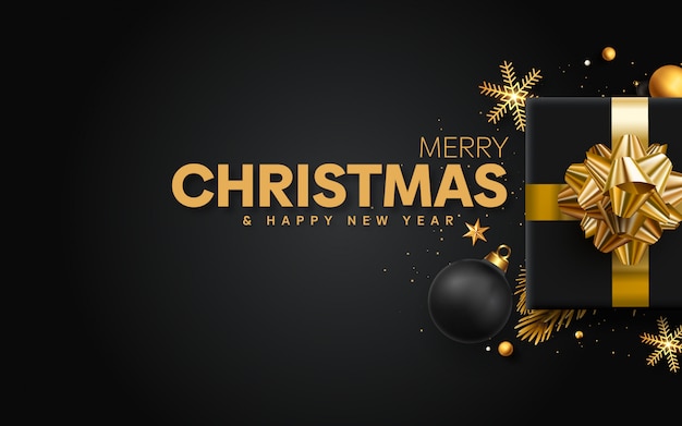 Beautiful christmas with golden decoration template Premium Vector