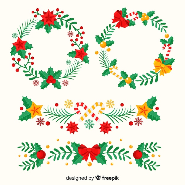 Download Beautiful christmas wreaths and borders Vector | Free Download