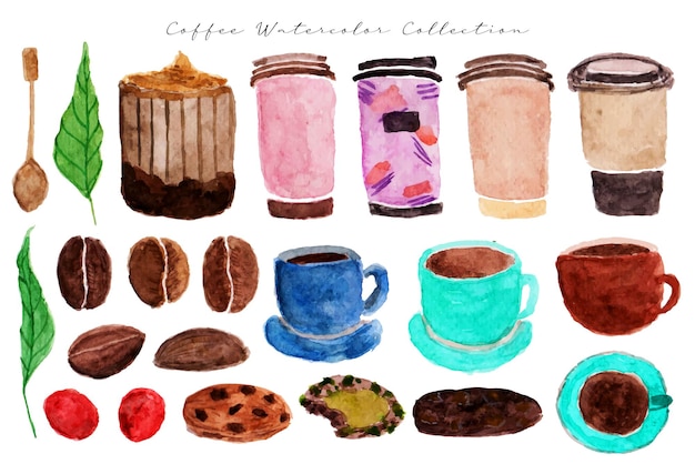 Premium Vector Beautiful Coffee Watercolor Collection