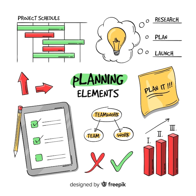 Beautiful collection of planning elements | Free Vector