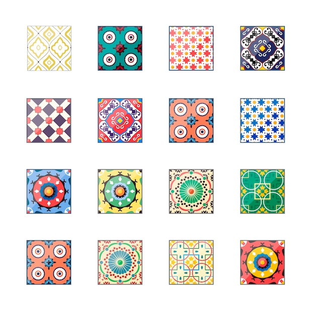 Beautiful colorful background azulejo tiles Premium Vector