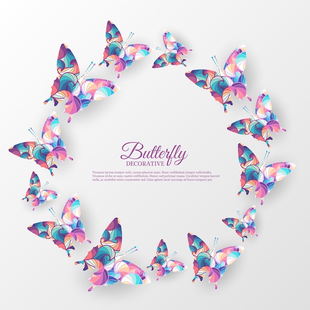 美しいカラフルな蝶の背景の概念 イラストテンプレート プレミアムベクター