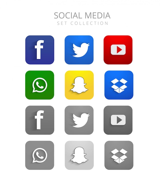 Free Vector | Beautiful colorful social media icons set vector