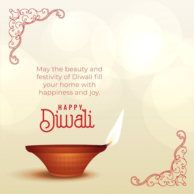 Beautiful diwali wishes greeting with\
diya