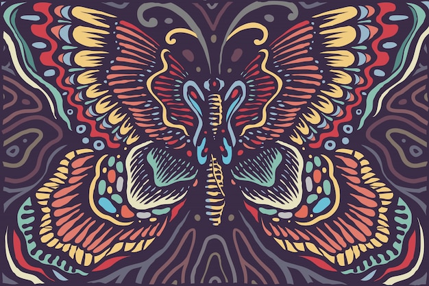 Download Beautiful eastern mandala butterfly vintage colors Vector ...