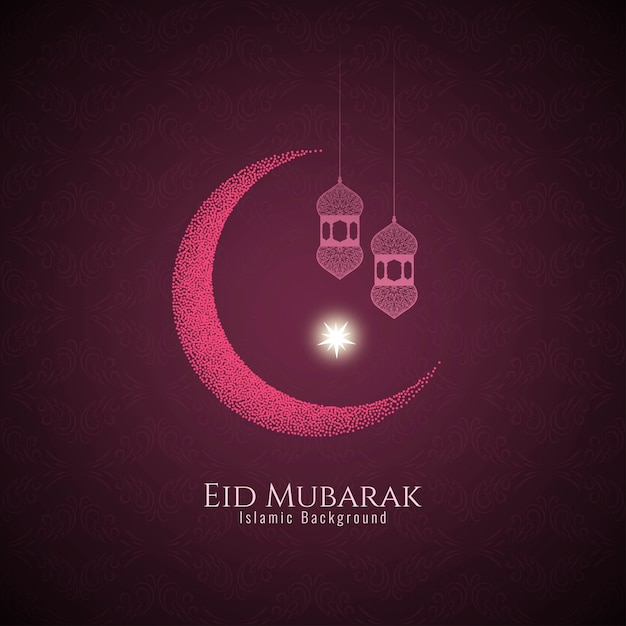 Beautiful eid mubarak festival pink background Vector | Free Download