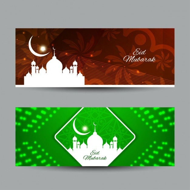 Free Vector | Beautiful eid mubarak islamic banners