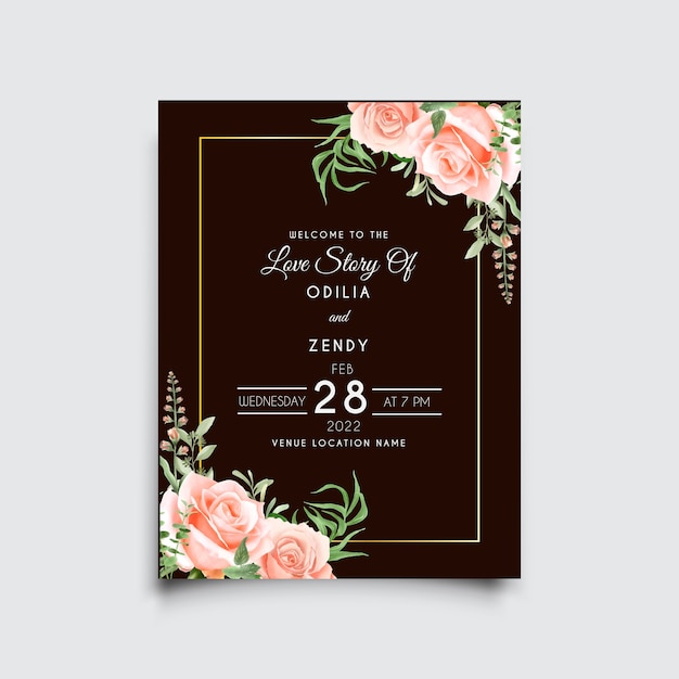 Premium Vector Beautiful And Elegant Floral Watercolor Wedding Invitation Card 6084