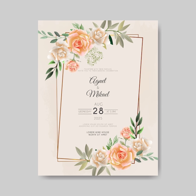 Premium Vector | Beautiful and elegant flower with leaves wedding ...