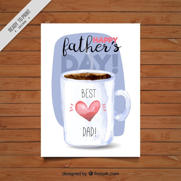 Beautiful father\'s day card with cup of\
coffee
