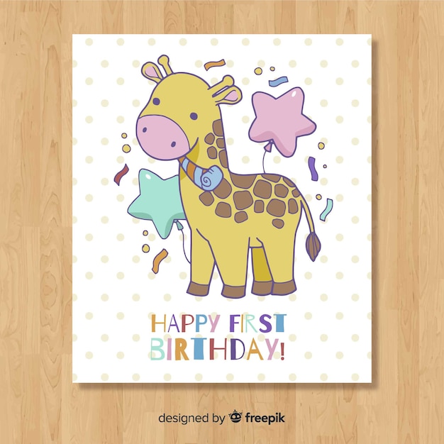 Download Beautiful first birthday card design | Free Vector