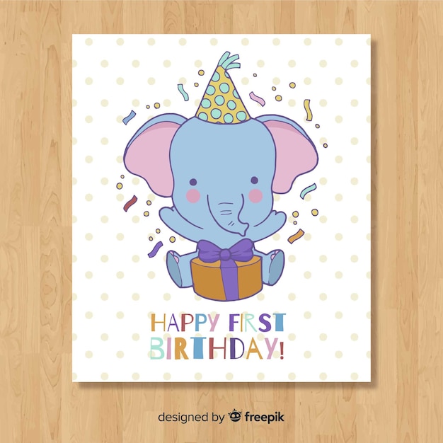 Download Free Vector | Beautiful first birthday card template