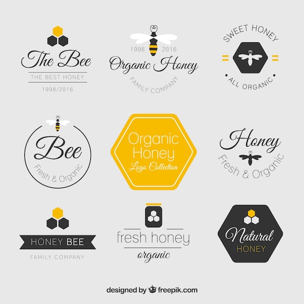 Download Beautiful flat honey logos Vector | Free Download