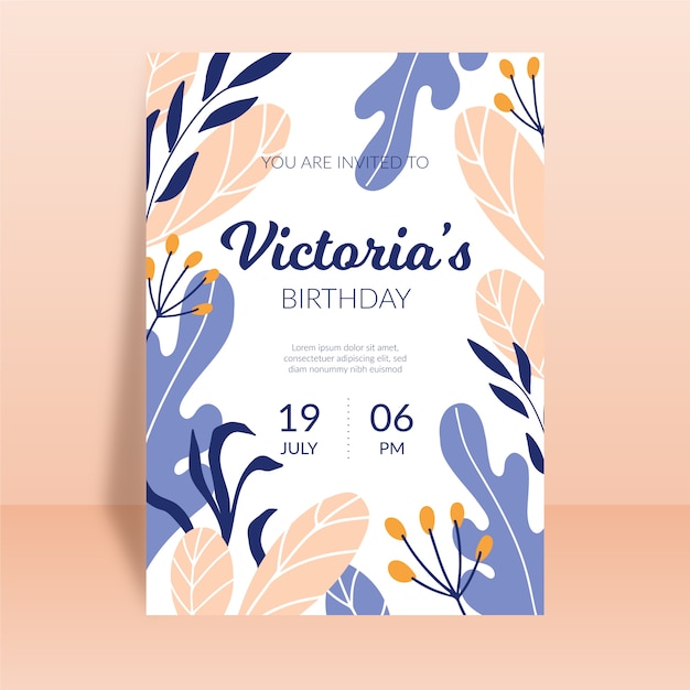 Download Beautiful floral birthday card template | Free Vector