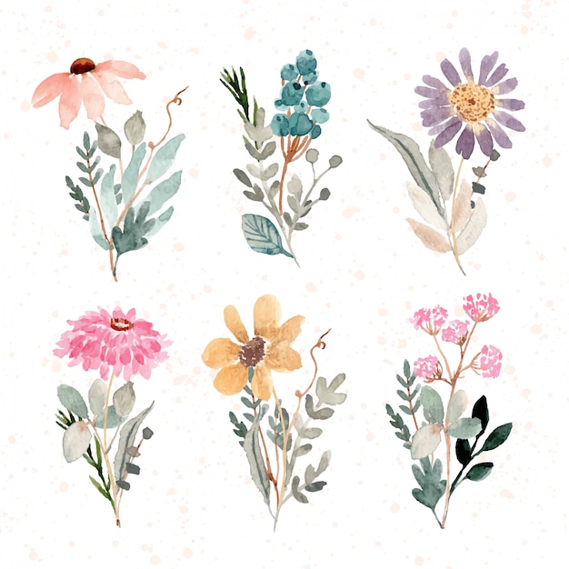 Download Premium Vector | Beautiful floral bouquet watercolor collection