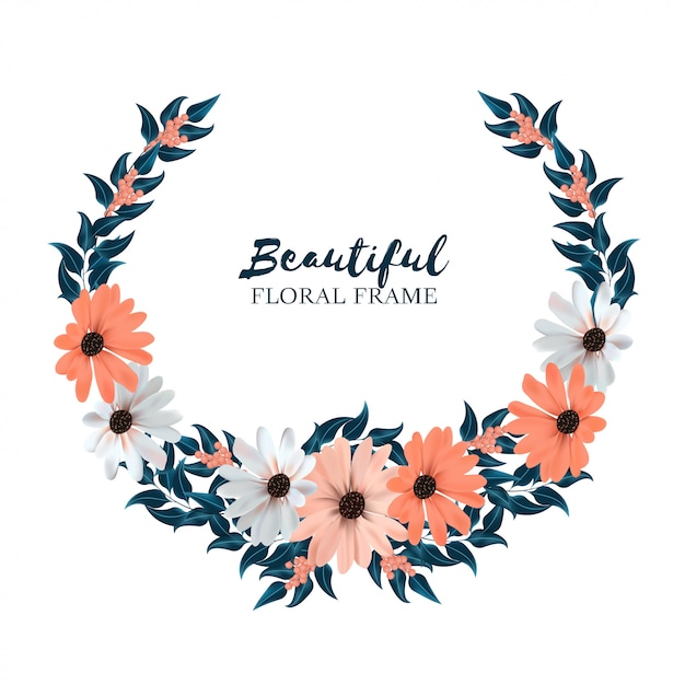 Download Beautiful floral circle frame Vector | Premium Download