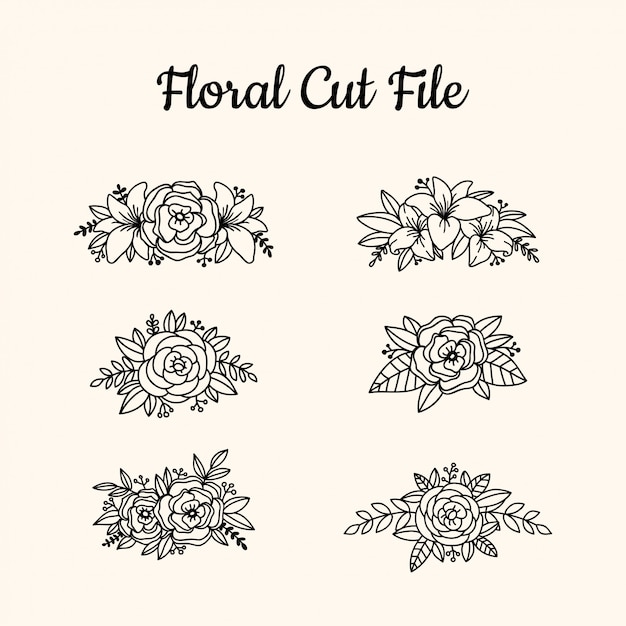 Download Premium Vector Beautiful Floral Cut File Elements