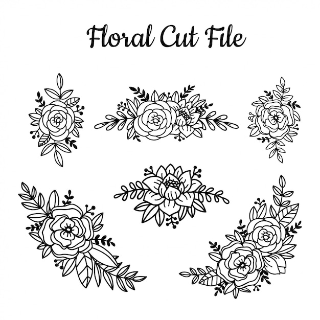 Download Premium Vector Beautiful Floral Cut File Elements