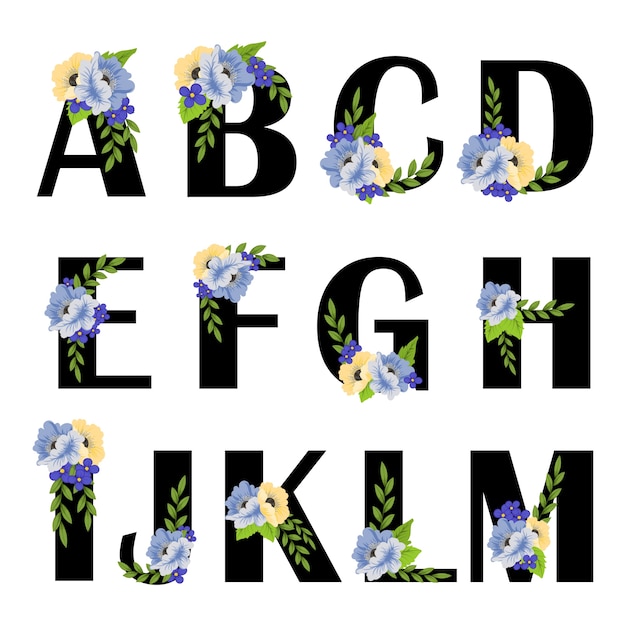 Premium Vector Beautiful Floral Design Alphabet