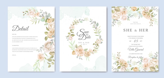 Download Premium Vector | Beautiful floral frame wedding invitation ...