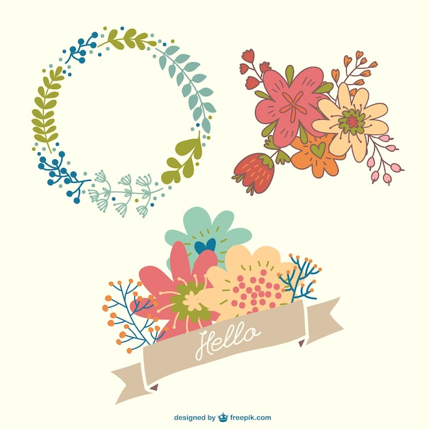 Free Vector | Beautiful Floral Ornaments Set