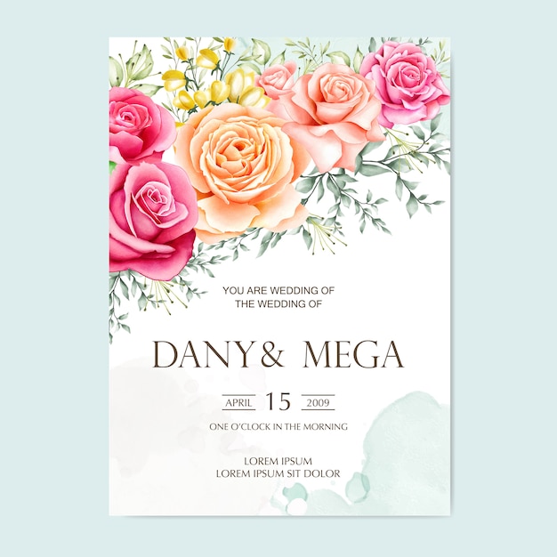 Premium Vector | Beautiful floral watercolor wedding card