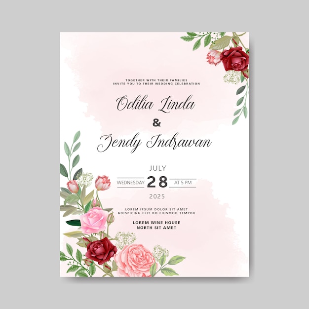 Premium Vector | Beautiful floral wedding invitation card