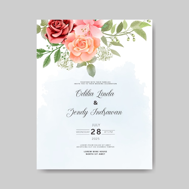 Premium Vector | Beautiful floral wedding invitation card