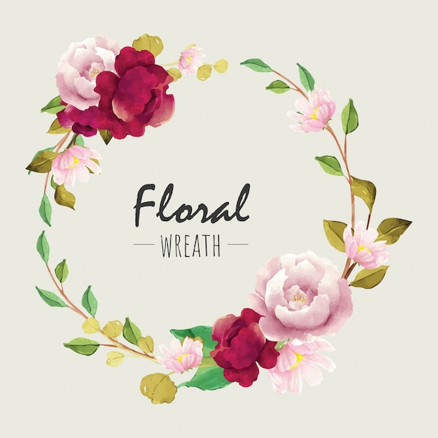 Download Beautiful floral wreath Vector | Premium Download