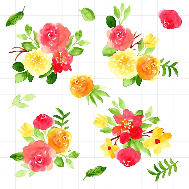 Premium Vector | Beautiful flower bouquet watercolor collection