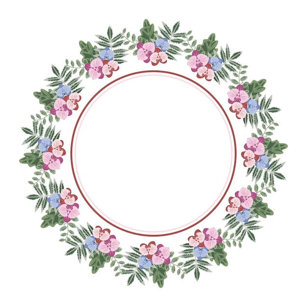 Premium Vector Beautiful Flower Floral Wreath Circle Frame