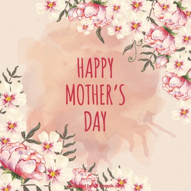 Premium Vector | Beautiful flowers mother's day card with splash