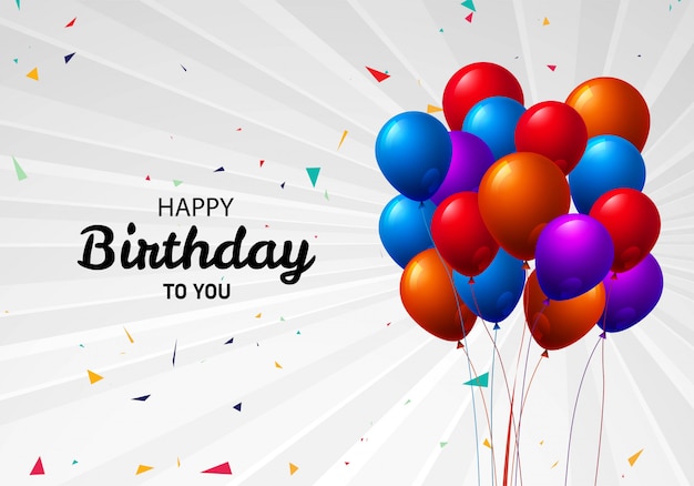 Free Vector | Beautiful flying colorful balloons happy birthday ...
