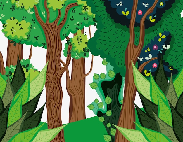 Premium Vector | Beautiful forest scenery vector illustration graphic ...