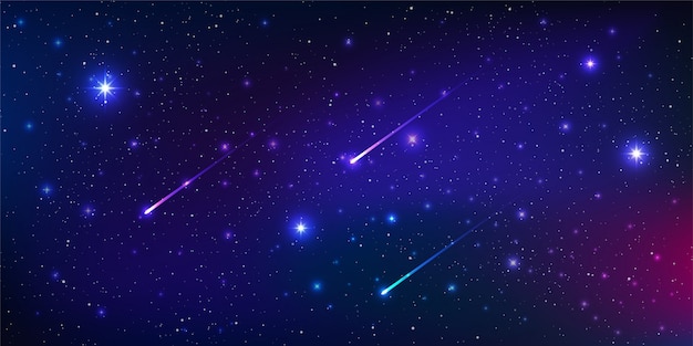 星雲のコスモスと彗星 スターダストと明るく輝く星を持つ宇宙の美しい銀河の背景 プレミアムベクター