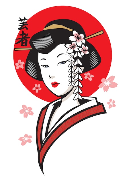 Premium Vector | Beautiful geisha of japan