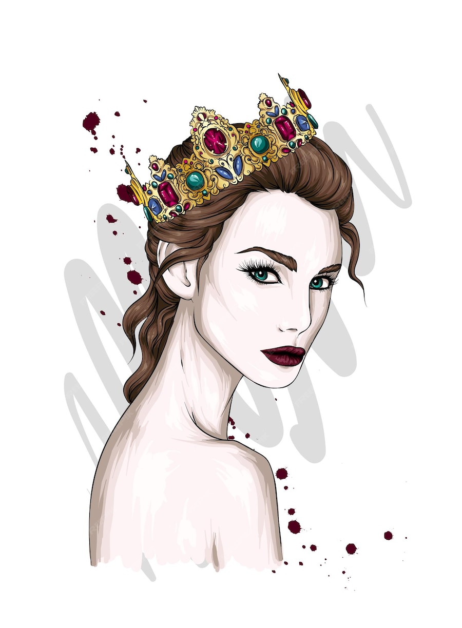 Premium Vector | Beautiful girl in a crown