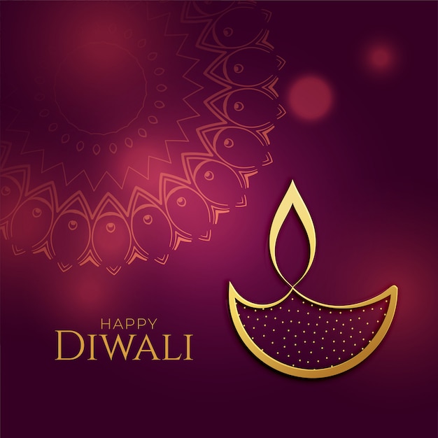 Free Vector | Beautiful golden diwali diya festival background