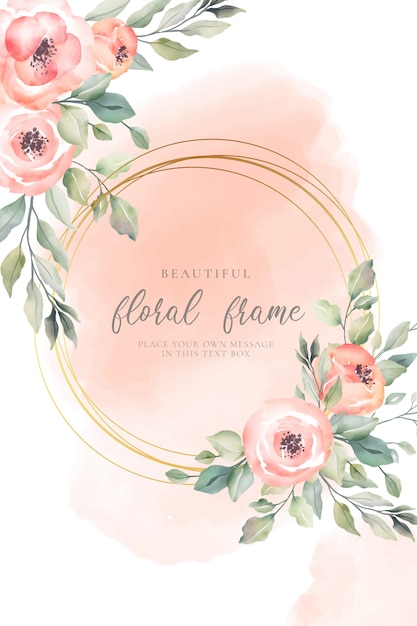 Download Beautiful golden frame with soft watercolor nature | Free ...